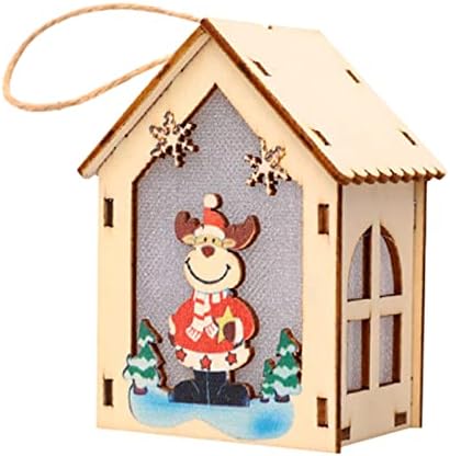 Коледен Малка Дървена Къщичка Със Светлини Снежна Къща Декорация На Коледна Елха На Децата Подаръци Пчелен Украшение