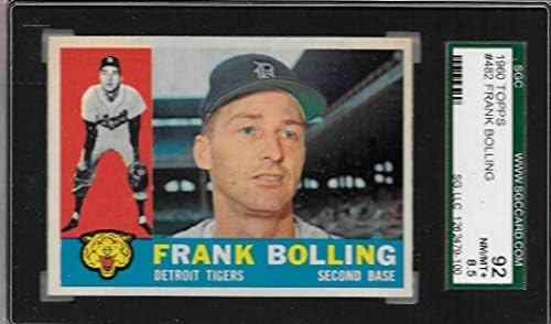 Труден Sgc 8,5 Nm-mt + Франк Боллинг 1960 Topps # 482 Трябва да бъде кръстосан / ревизираните Tphlc - Реколта картички с бейзболна надписи и автографи
