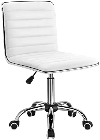 Работно стол Furmax със средна Облегалка, Кожа Въртящо се Офис Стол с ниска Облегалка, Компютърна Маса в стил