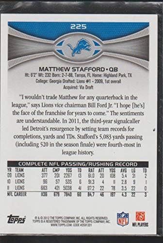 Матю Стафорд (Футболна карта) 2012 Topps - [Базата] 225.1