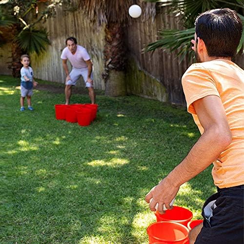 Комплект за парти YardGames Giant Outdoor Yard Pong Activity с 12 Кофи, 2 топки и здрави найлонови калъф за носене в задния двор или в задната част на дома (2)