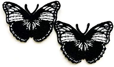 Та комплект от 2 Малки. Мини-хубава пеперуда черен цвят, красива цветна мультяшная нашивка, бродирани нашивкой на желязо, нашивка