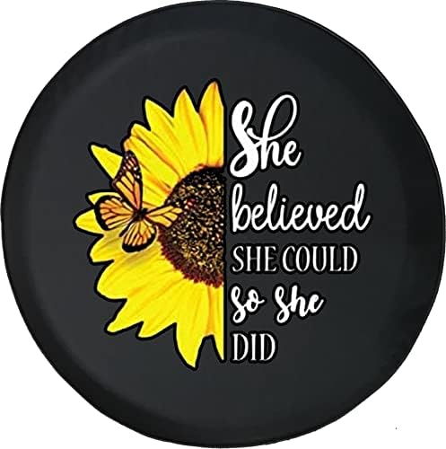 Тя вярвала, че Може, така че е направила калъф за резервна гума suv Sunflower, подходящ за 15-16-инчов джанта | гуми 30-31