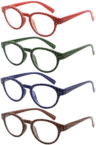 Eyekeppe 4 Опаковки Очила за Четене в Грах с Петна, Овални, Кръгли Ридеры за Жените За Четене + 2.50