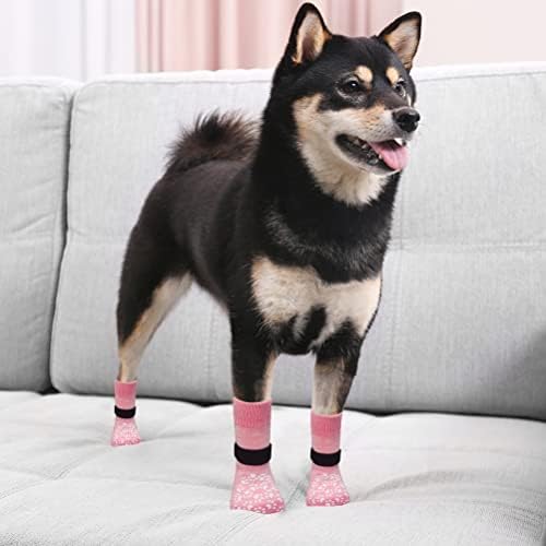EXPAWLORER Двустранни Мини чорапи за кучета, 2 чифта - Регулируема протектор за лапите на домашните любимци с