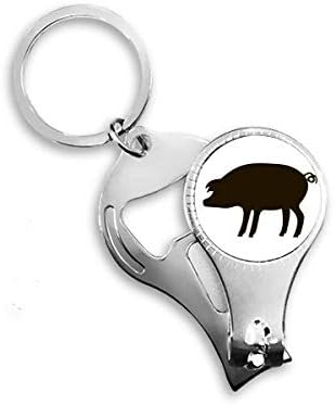 Черна Свиня Изображение На Животното Ножица За Нокти Халка Ключодържател Отварачка За Бутилки Машина За Рязане