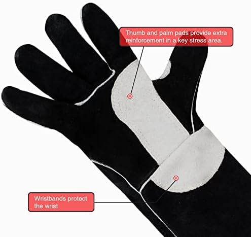 Ръкавици за заваряване YESWELDER Leather Forge MIG, Топлоустойчиви Ръкавици за заварчици, Черни, също са идеални