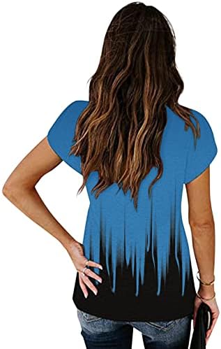 Блузи за Жени с Къси Ръкави, с Дълбоко Деколте, Цветен Блок, Графични Блузи Свободно, Намаляване, Тениски За Момичета 2023x3