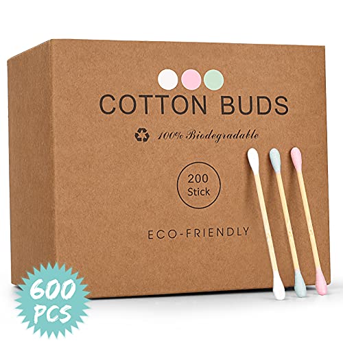 3 Опаковки цветни бамбукови памучни пръчки около 600 гр | Цветни Дървени почистване на ухото | Са идеални за козметика,