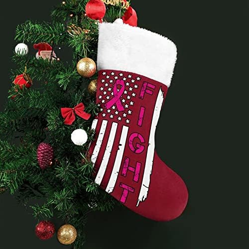 Борбата с Информираност Лента Коледен Отглеждане Окачени Чорапи С Принтом Коледно Дърво Украса За Камината
