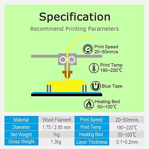 Zrong 3D Принтер, Дървени Конец Pla 1,75 мм 1 кг Дървени Макари Руло Пластмаса