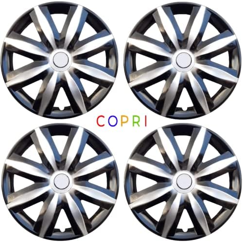 Комплект Copri от 4 Джанти накладки 14 инча, Сребристо-Черен, Капачка на Главината, Защелкивающийся на Alfa Romeo