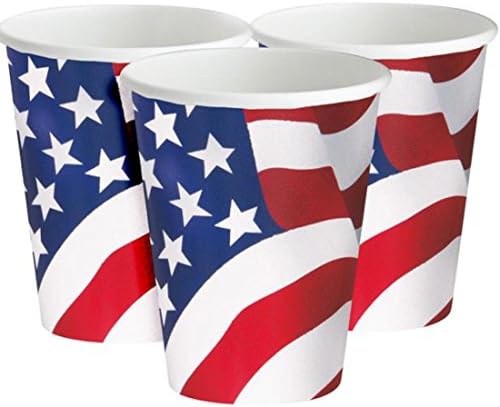 Уникални Еднократна употреба Хартиени Чаши US Patriotic, 9 бр., Цветни