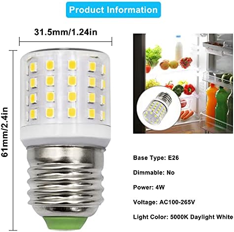 Led Лампа за хладилник 4 W, Еквивалент на 40-Ватова E26 Средната Базова Компактен Царевичен Лампа T10 Тръбна A15 Хладилник с