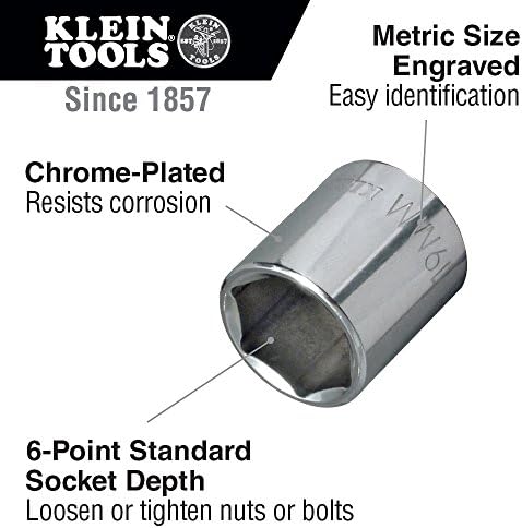 Klein Tools 65912 12 мм Metric 6-Точкова Дюза, който има 3/8 инча