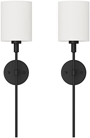 Tipace Черни Стенни лампи, 2 опаковки на Промишлени стенни аплици, Бяло Тканевое Стенни аплици, монтиран на стената