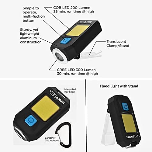 NextLED NT-6788 400-Люменный USB-C, акумулаторна батерия ключодържател-фенерче, корпус от алуминиева сплав, компактен
