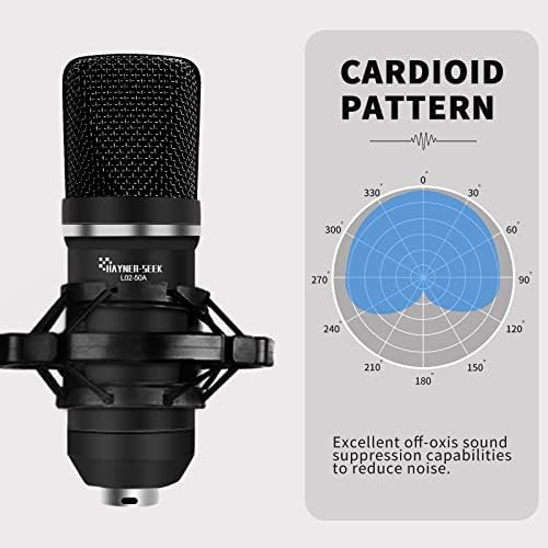 Комплект за подкаст с микрофон Hayner-Seek XLR Микрофон с микрофонным за монтиране на стена за вашия КОМПЮТЪР, Микрофон Кардиоидный