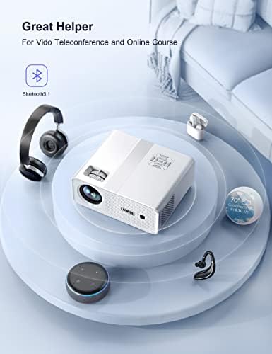 Проектор 5G WiFi, Bluetooth, най-Новият вграден проектор WiMiUS W7 с поддръжка на 1080P и 4K, 460 ANSI Лумена, Преносим, 4P / 4D Трапецеидальное изкривяване, Мащабиране, 300 Дисплей, Уличен ш