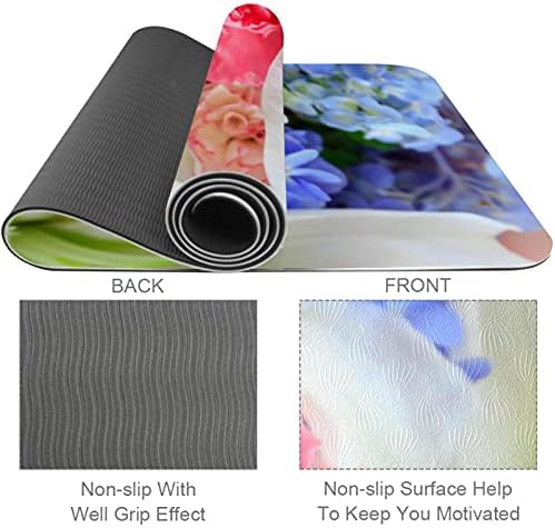 SDLKFRELI, Много дебело килимче за йога 6 мм, с Флорални Принтом, Екологично Чисти Постелки за упражнения от ТПЭ,