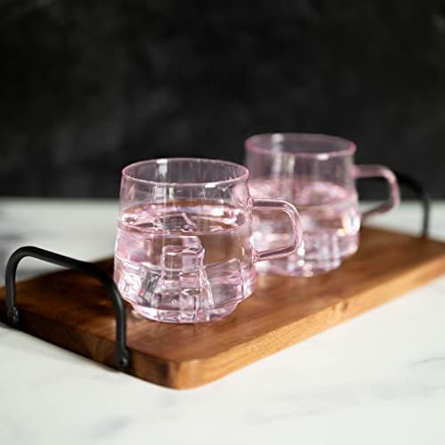 Розови Стъклени чаши за пиене Greenline Goods - Штабелируемая чаша с дръжка - Перфектния комплект съдове за приготвяне