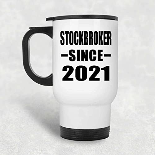 Designsify Stockbroker С 2021 г., Бяла Пътна 14 унция Чаша От Неръждаема Стомана, Изолиран Чаша, Подаръци за Рожден Ден,