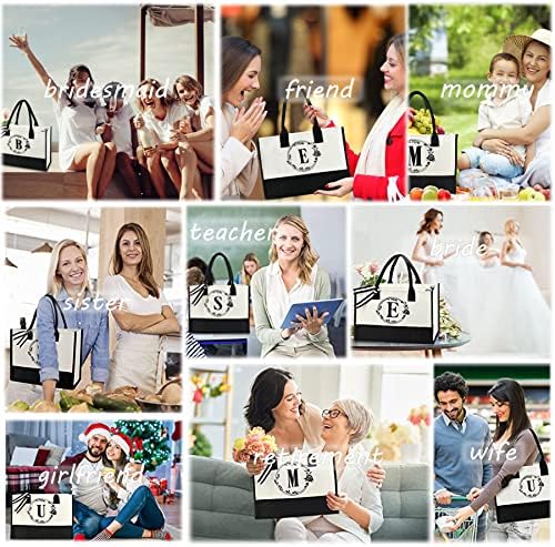 Ocebay Персонални Холщовая чанта-Тоут за Жени с Джобове с цип, Плажна Монограм, Инициали, Стръмни Големи Подарък Чанта, най-Добрият