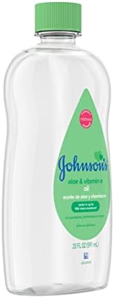 Johnson ' s Baby Oil, Минерално масло, богато на алое Вера и витамин е за предотвратяване на загубата на влага, хипоалергичен, 20 течни унции (опаковка от 6 броя)