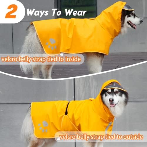 Дъждобран за кучета, Дъждобран-пончо с качулка - Светоотражающая яке-Дъждобран за домашни любимци, Водоустойчив Дъждобран за