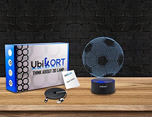 3D футболна лампа UbiKORT, Футболни подаръци за момчета и момичета, Led нощна светлина с футболни врати, Декор