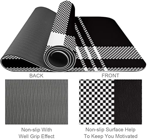 Универсална Подложка за практикуване на Йога, Черно-бял Решетеста Карирани постелката в клетката в Ретро стил