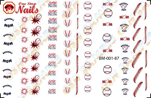 Бейзболна мама (версия 1) Прозрачни стикери за дизайн на ноктите с водна пързалка (татуировки) от DimOxy Designs.