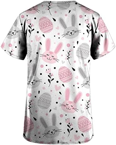 Най-Тениска за Жени Лято Есен с Къс Ръкав 2023 Vneck Цветен Графичен Търкане Честит Подарък Великденски Блуза BB BB