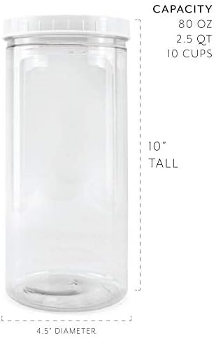 Високи прозрачни пластмасови кутии Рог на изобилието с капачки и етикети (3 опаковки, с капацитет 2,5 литра / 10 чаши);