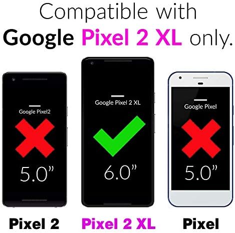Калъф за телефон Google Pixel 2XL, Седалките-портфейли с Предпазно фолио от Закалено Стъкло и кожа, Магнитна Тънка флип-надолу