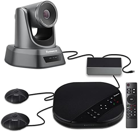 Система за видео-конферентна връзка Tenveo с конферентна камера с 3-кратно оптично увеличение, микрофон Bluetooth, уеб-камера