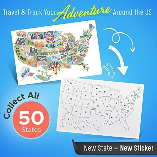 Стикер на щата RV Карта за пътуване из Съединените Щати | Етикети от 50-те щата на САЩ | Vinyl стикер Стикер на бронята за