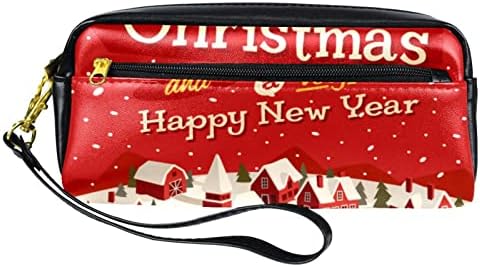 TBOUOBT Косметичка За Грим Пътна Косметичка, Bag-Чанта, дамска чанта с Цип, Весел Коледен Червената Къща
