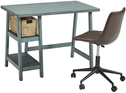 Корпоративна дизайн Ашли Mirimyn, ретро 42-инчов маса за домашен офис с кошница, изтъркан син