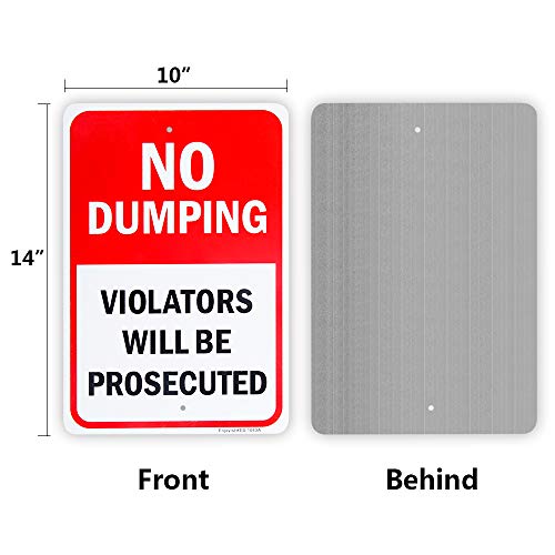 Знак Дъмпинг забранени - Нарушителите ще бъдат подведени под отговорност, Алуминиев Знак 14 x 10 .04 Алуминий, без ръжда -Защитен от ултравиолетови лъчи и атмосферни вл?