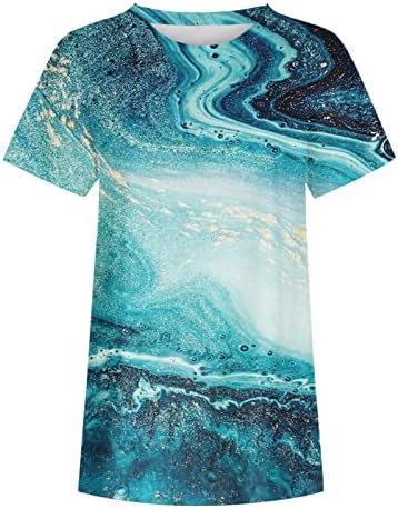 Блуза, Тениска за Момичета Лято Есен с Къс Ръкав 2023 през Цялата Деколте Лодка Памучен Тениска с Графичен Дизайн за Почивка