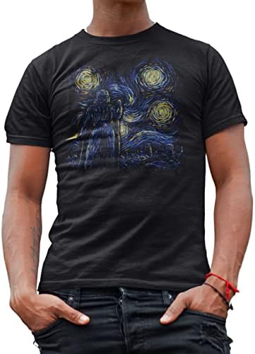 МЕЖДУЗВЕЗДНИ ВОЙНИ Звездна нощ Дарт Вейдър Ван Гог Мъжки Възрастен Графична Тениска Черна