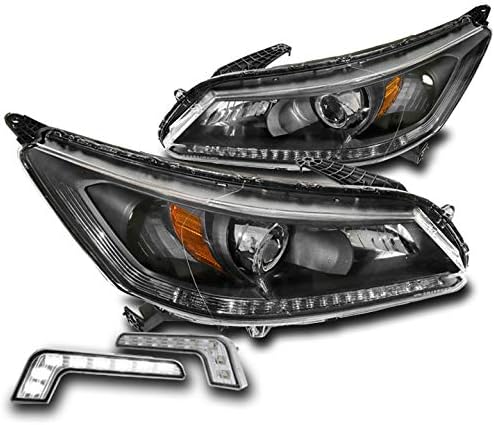 Проекторные фарове ZMAUTOPARTS, фарове черен на цвят, с 6,25 бели led светлини DRL за 2013-2015 Honda Accord седан