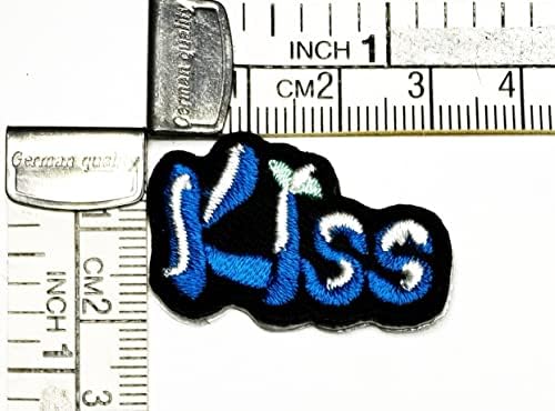 Kleenplus Mini Kiss Модни Букви Синя Лепенка, Стикер Занаятчийски Ленти САМ Бродирана Апликация Пришитая Желязна Нашивка Емблемата на Облекло Костюм Аксесоар За Шиене