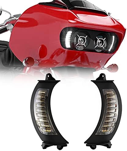 Led вентилационни насоки на завоя Auxbeam за Harley 2015-2020, Предните светлини светлини за мотоциклети Road Glide MS-SG15, с дневни ходовыми странични светлини, Черен корпус