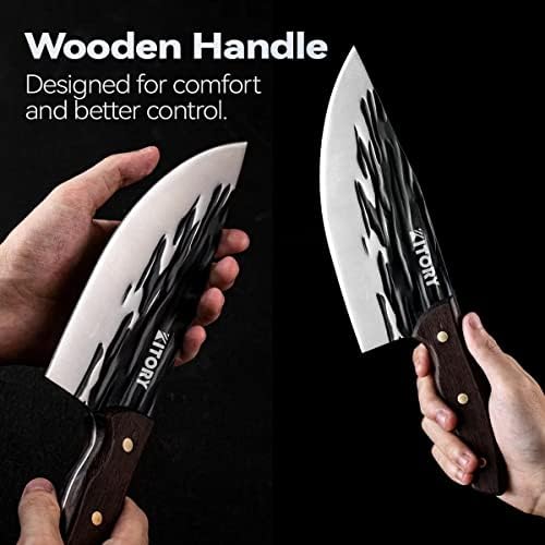 Голям обвалочный нож Kitory, универсален кухненски нож за рязане на месо-готвач ръчно коване, Полнозубый Разделочный нож