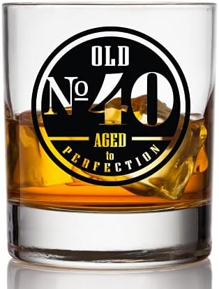 Чаша за уиски Old No. 40 за мъже, Подаръци за 40-годишнината на него - Уникален чаша за уиски - Декорации за 40-годишнината