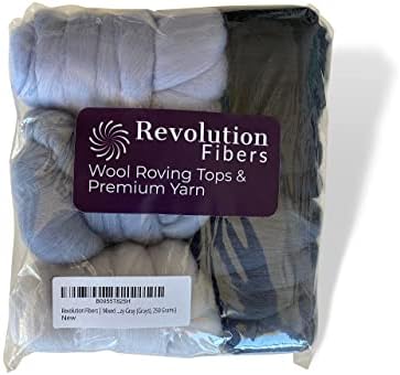 Revolution Fibers | Набор смесовой мериносова вълна | Идеалната вълна ровница за предене, иглата сплъстяване, мокро сплъстяване, тъкане и бродерия (Опушен-grey (Сив тон), 250 гра?