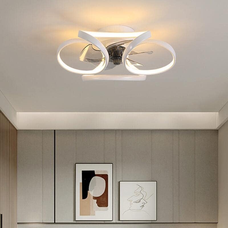 FEER Умен вентилатор на тавана 18 см, лампа за дома, Невидимото Острие, Черно, бяло, приложение, дистанционно управление,