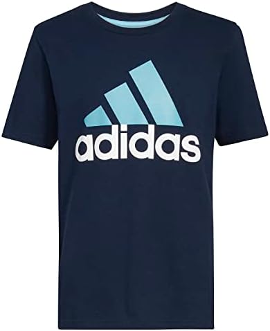 Класически 2-Тонная Памучен тениска с логото на Bos за момчета adidas Голям размер с Къс ръкав